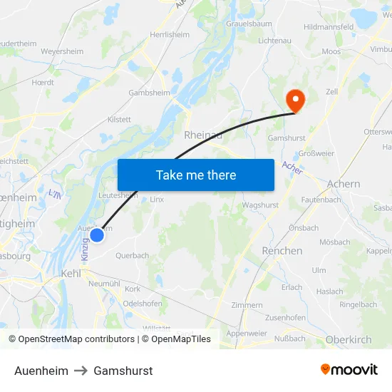 Auenheim to Gamshurst map