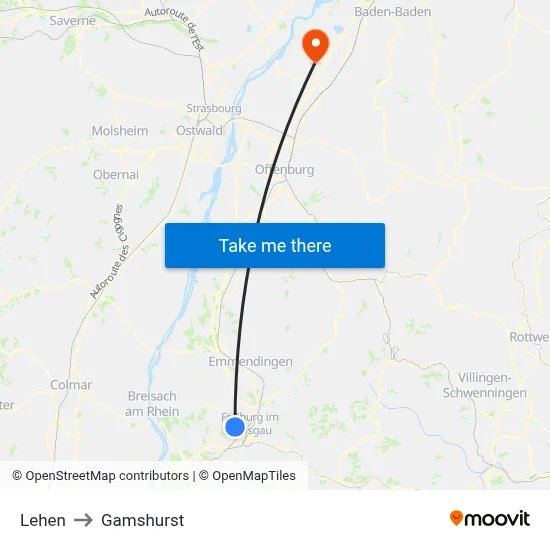 Lehen to Gamshurst map