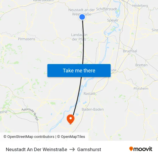 Neustadt An Der Weinstraße to Gamshurst map