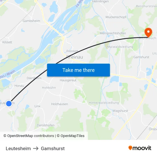 Leutesheim to Gamshurst map