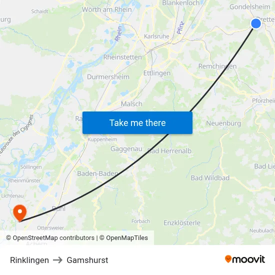 Rinklingen to Gamshurst map
