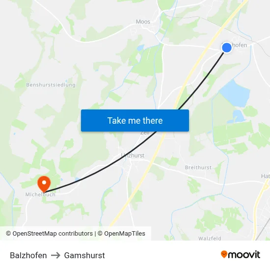 Balzhofen to Gamshurst map