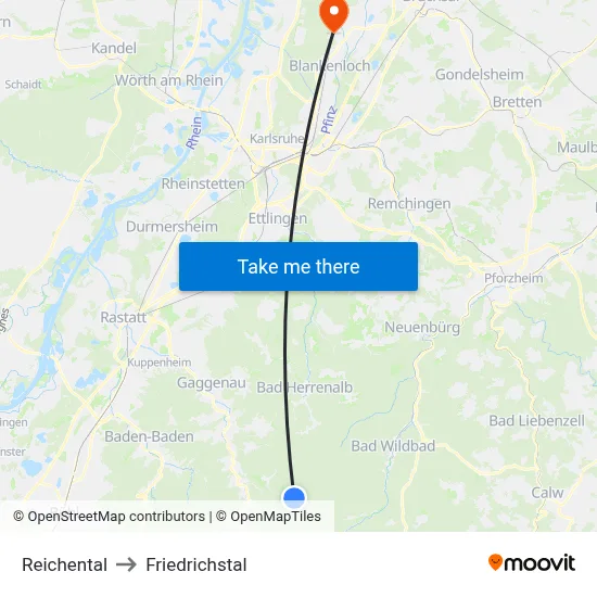 Reichental to Friedrichstal map