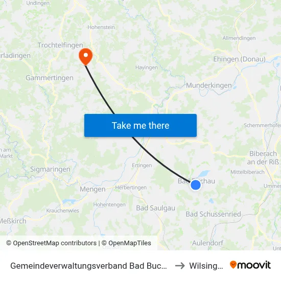 Gemeindeverwaltungsverband Bad Buchau to Wilsingen map