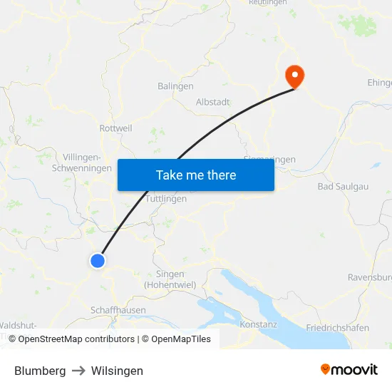Blumberg to Wilsingen map