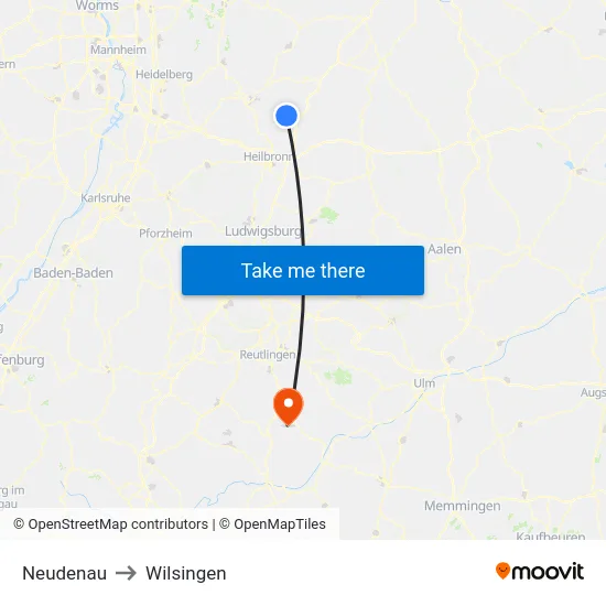 Neudenau to Wilsingen map