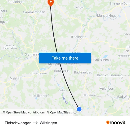 Fleischwangen to Wilsingen map