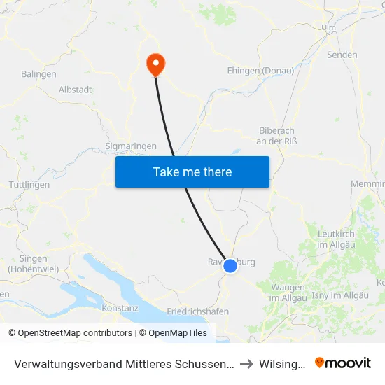 Verwaltungsverband Mittleres Schussental to Wilsingen map