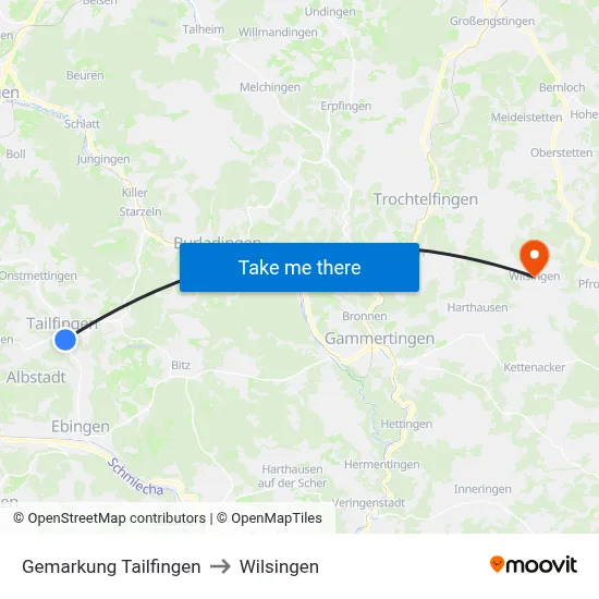 Gemarkung Tailfingen to Wilsingen map