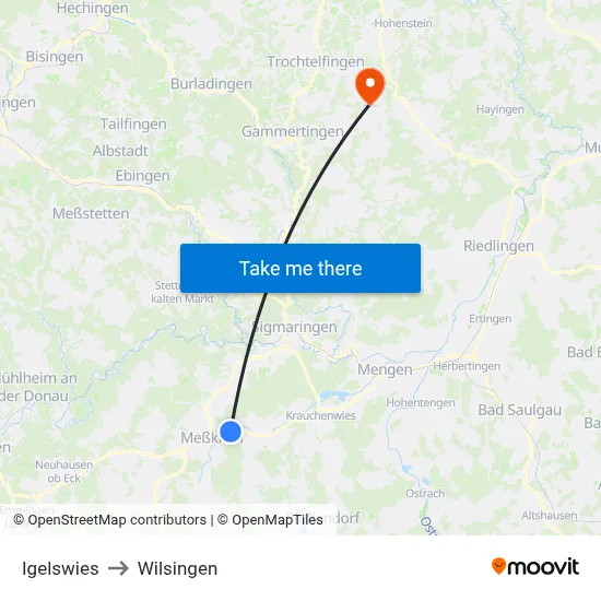 Igelswies to Wilsingen map