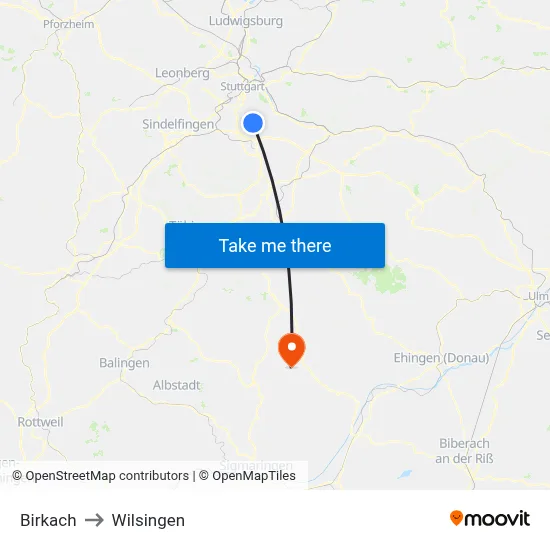 Birkach to Wilsingen map