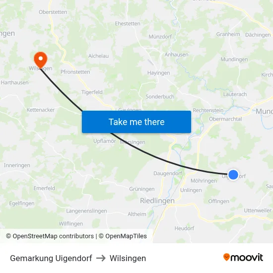 Gemarkung Uigendorf to Wilsingen map