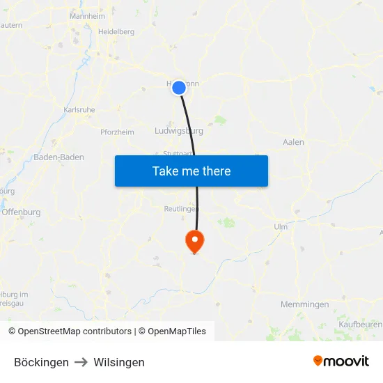 Böckingen to Wilsingen map