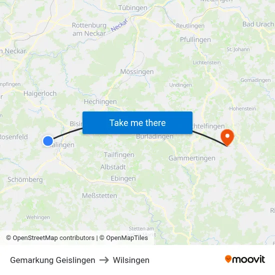 Gemarkung Geislingen to Wilsingen map