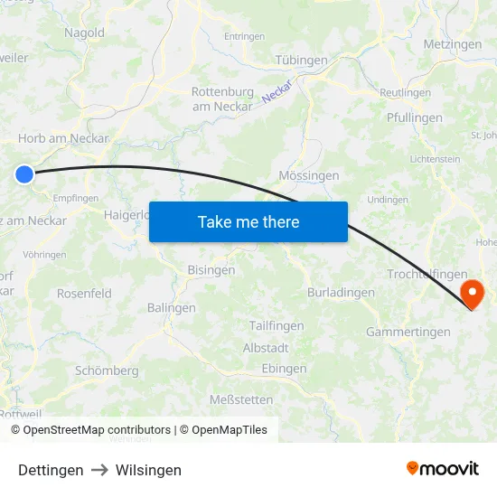 Dettingen to Wilsingen map