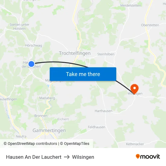 Hausen An Der Lauchert to Wilsingen map