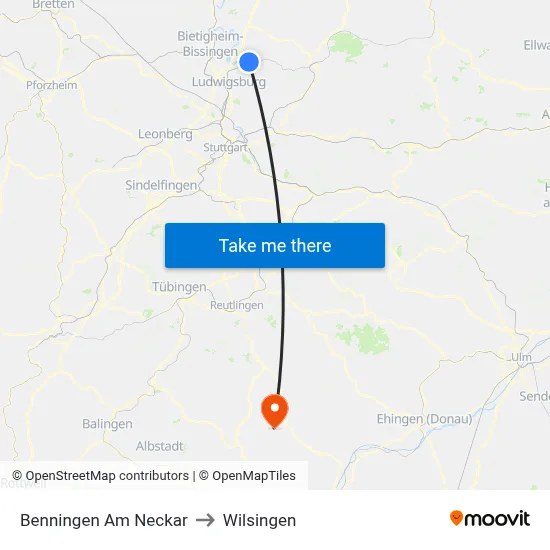 Benningen Am Neckar to Wilsingen map