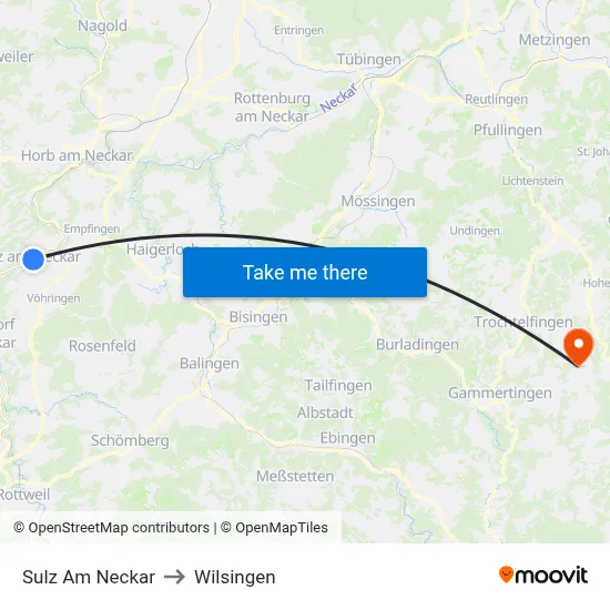 Sulz Am Neckar to Wilsingen map