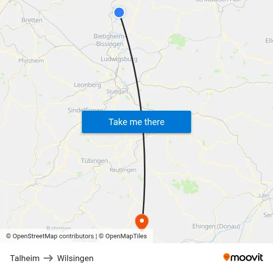 Talheim to Wilsingen map