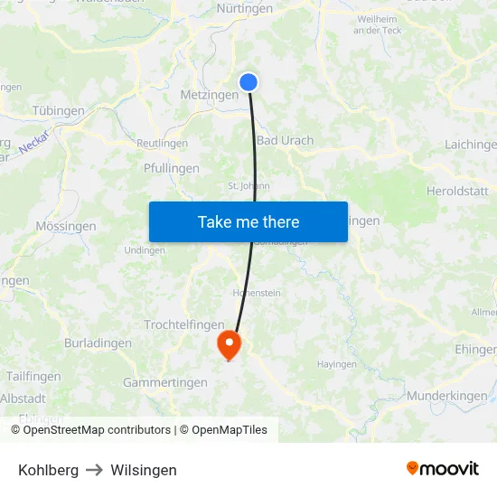 Kohlberg to Wilsingen map