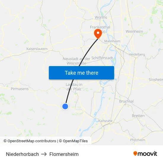 Niederhorbach to Flomersheim map