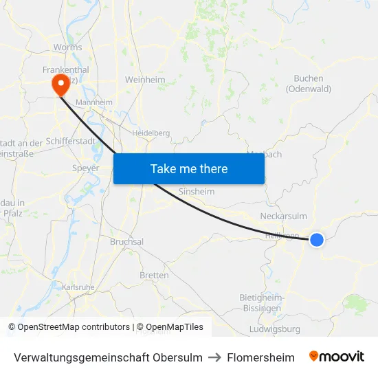 Verwaltungsgemeinschaft Obersulm to Flomersheim map