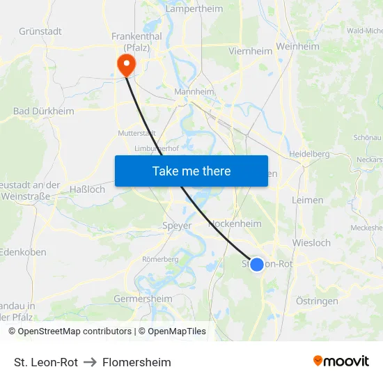 St. Leon-Rot to Flomersheim map