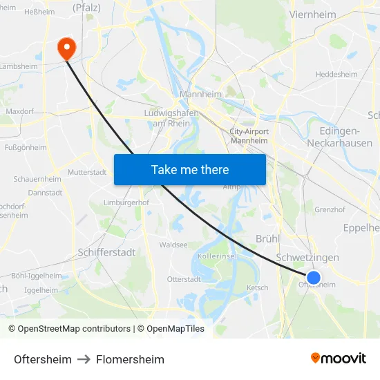 Oftersheim to Flomersheim map