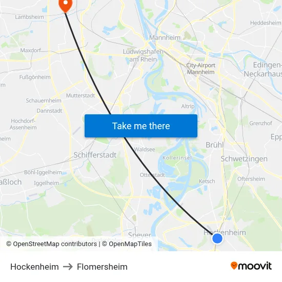 Hockenheim to Flomersheim map