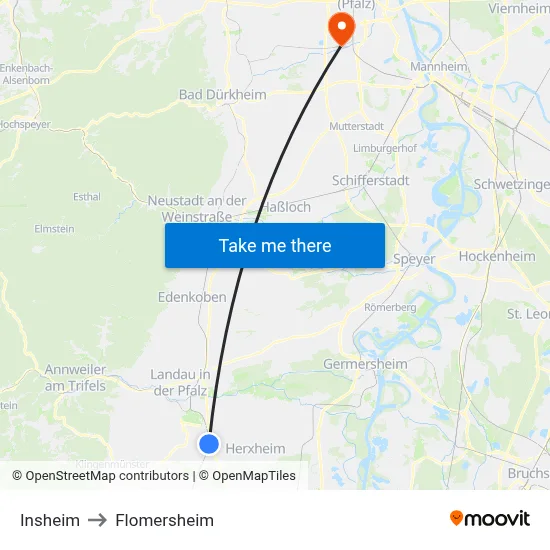Insheim to Flomersheim map