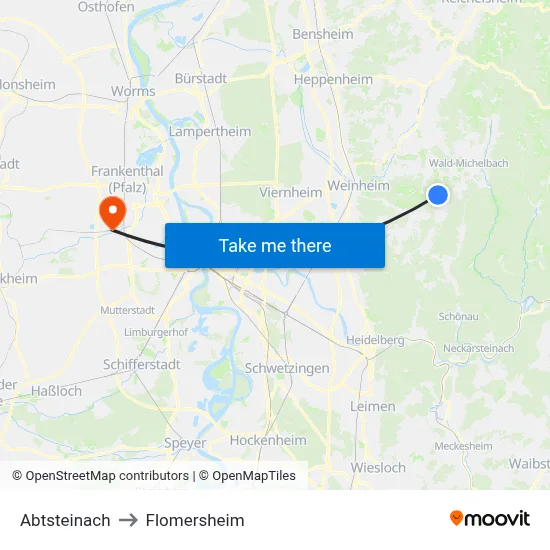 Abtsteinach to Flomersheim map