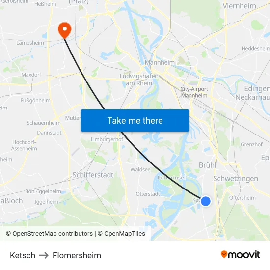 Ketsch to Flomersheim map