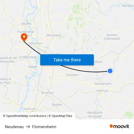 Neudenau to Flomersheim map