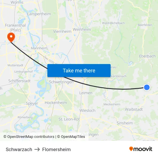 Schwarzach to Flomersheim map