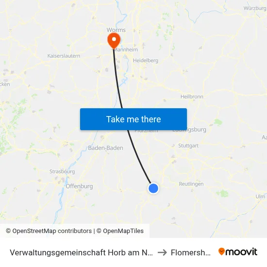 Verwaltungsgemeinschaft Horb am Neckar to Flomersheim map