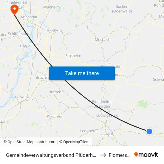 Gemeindeverwaltungsverband Plüderhausen-Urbach to Flomersheim map