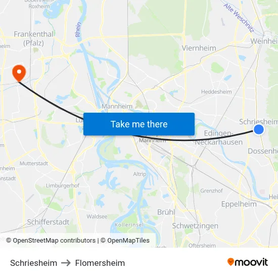 Schriesheim to Flomersheim map