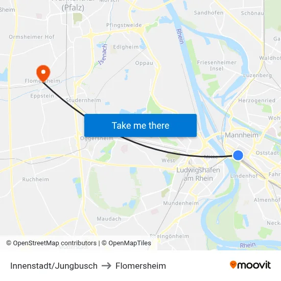Innenstadt/Jungbusch to Flomersheim map
