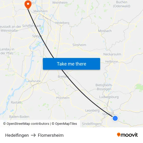 Hedelfingen to Flomersheim map