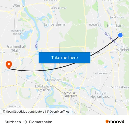 Sulzbach to Flomersheim map