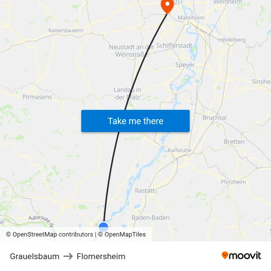 Grauelsbaum to Flomersheim map