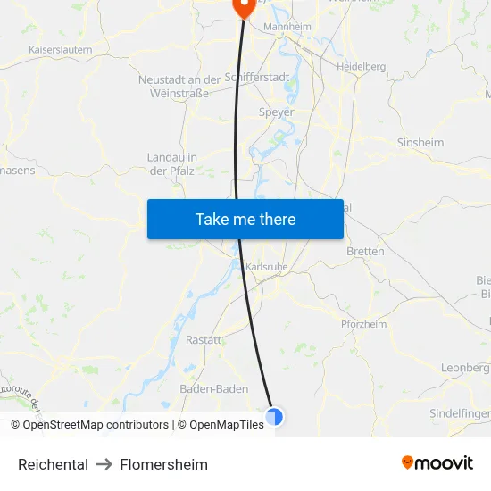 Reichental to Flomersheim map