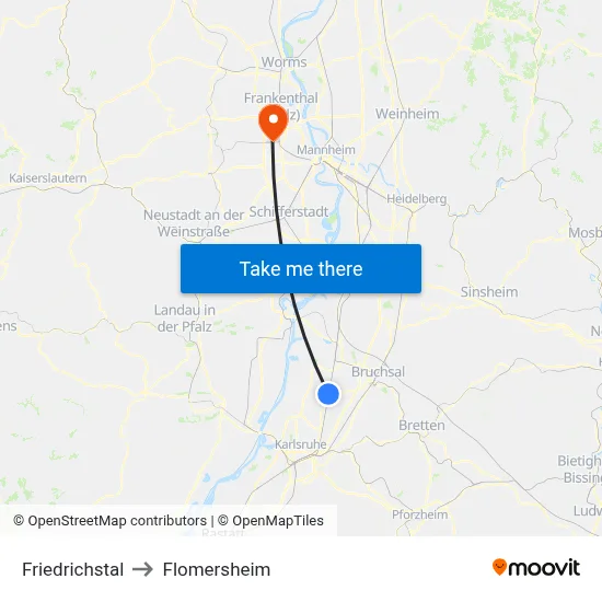 Friedrichstal to Flomersheim map