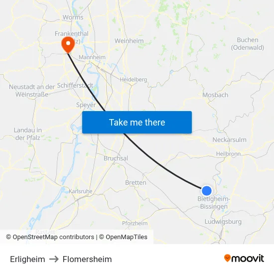 Erligheim to Flomersheim map