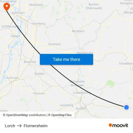 Lorch to Flomersheim map