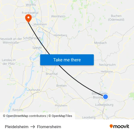 Pleidelsheim to Flomersheim map