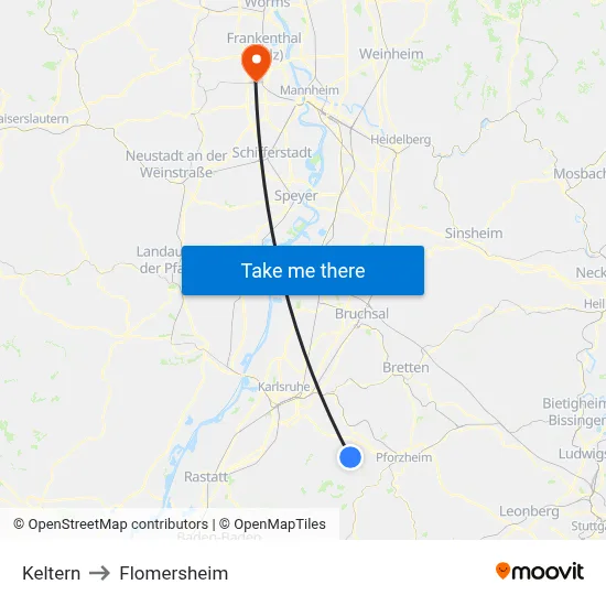 Keltern to Flomersheim map