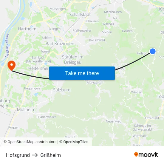 Hofsgrund to Grißheim map