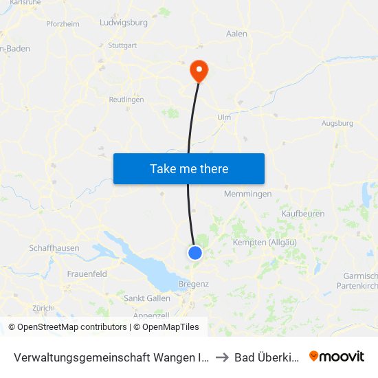 Verwaltungsgemeinschaft Wangen Im Allgäu to Bad Überkingen map