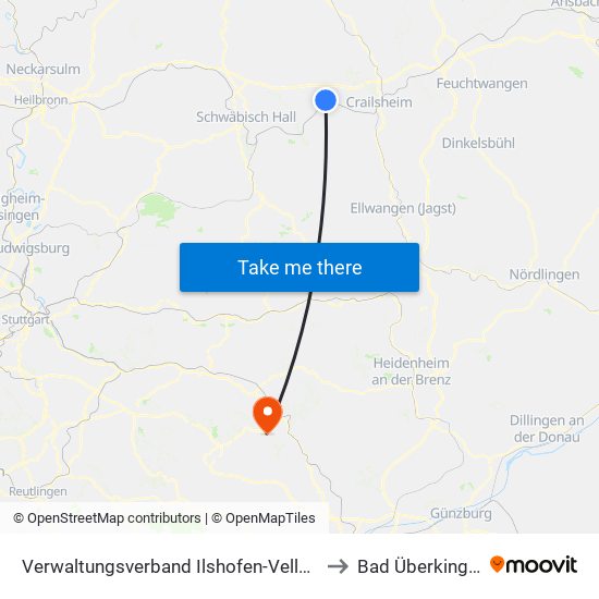 Verwaltungsverband Ilshofen-Vellberg to Bad Überkingen map